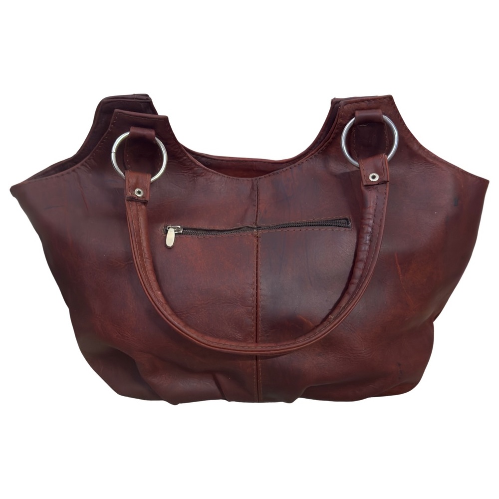 Handmade in Mexico- Red Bark Woven Leather Shoulder Bag - Picture 3 of 14